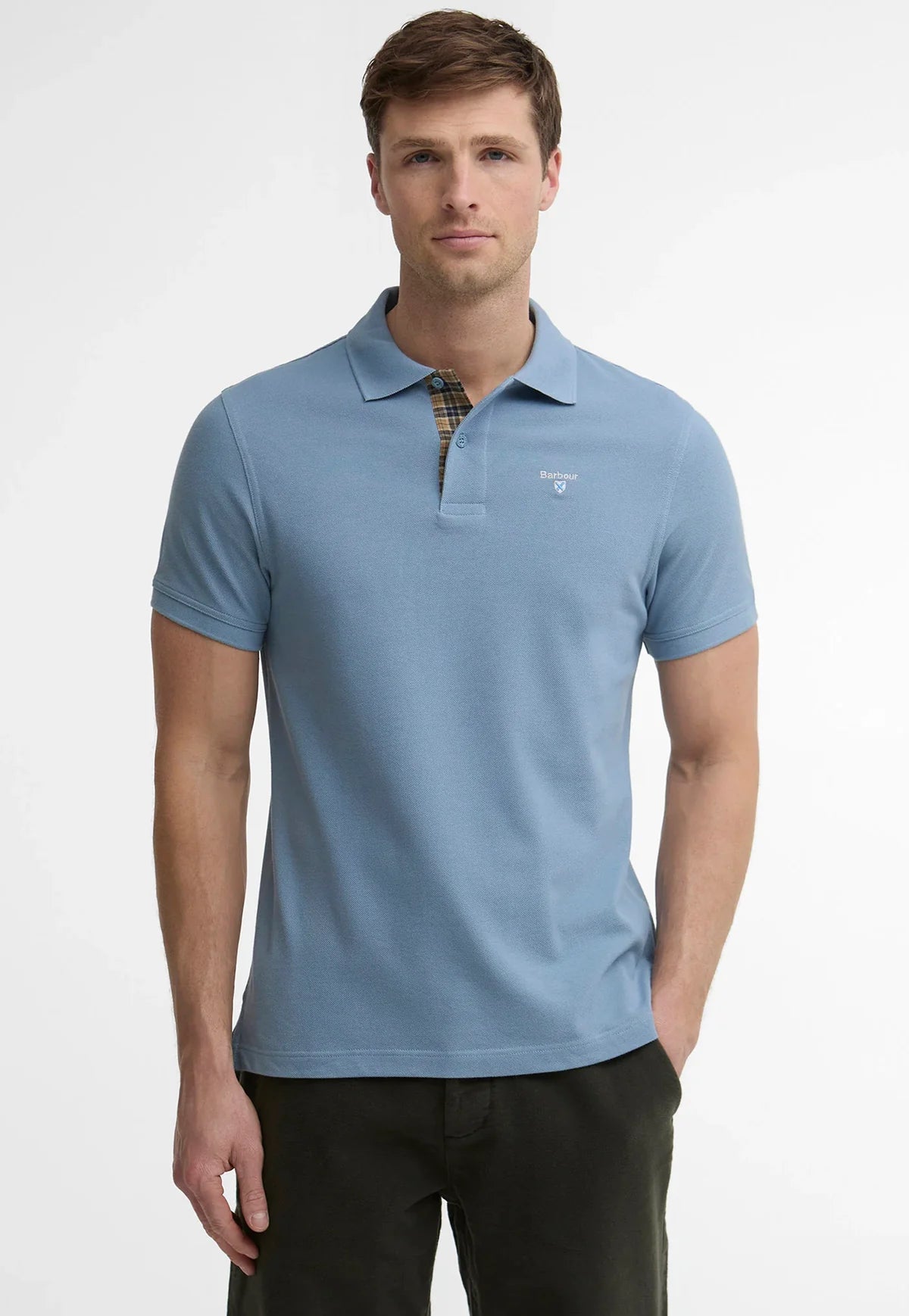 BARBOUR - TARTAN PIQUE TAILORED POLO SHIRT - TARN BLUE
