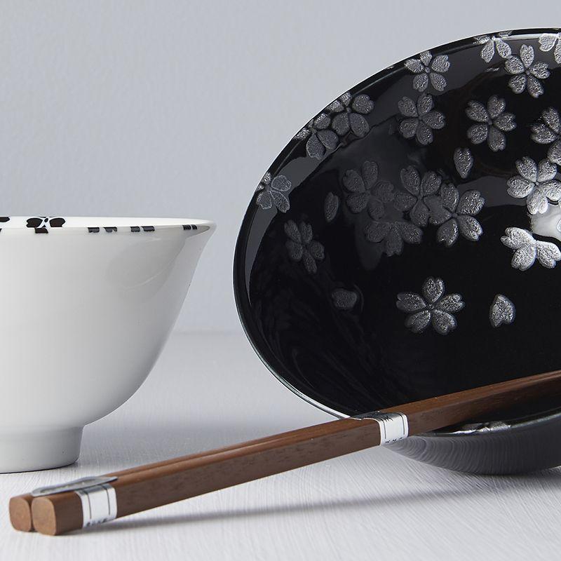 Naibu - Black & White Sakura Bowl Set