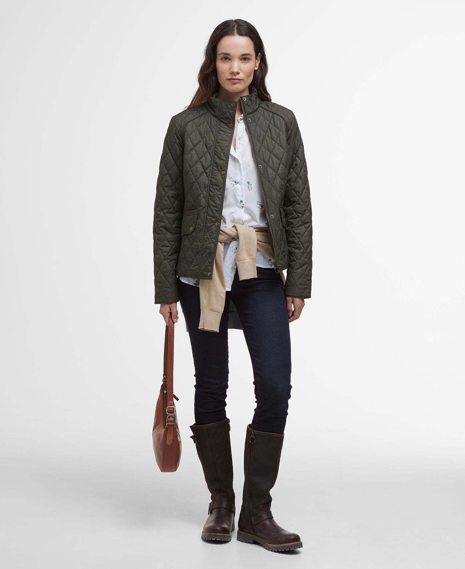 Barbour - Crawford Cavalry Quilted Jacket - Olive/Ancient Tartan