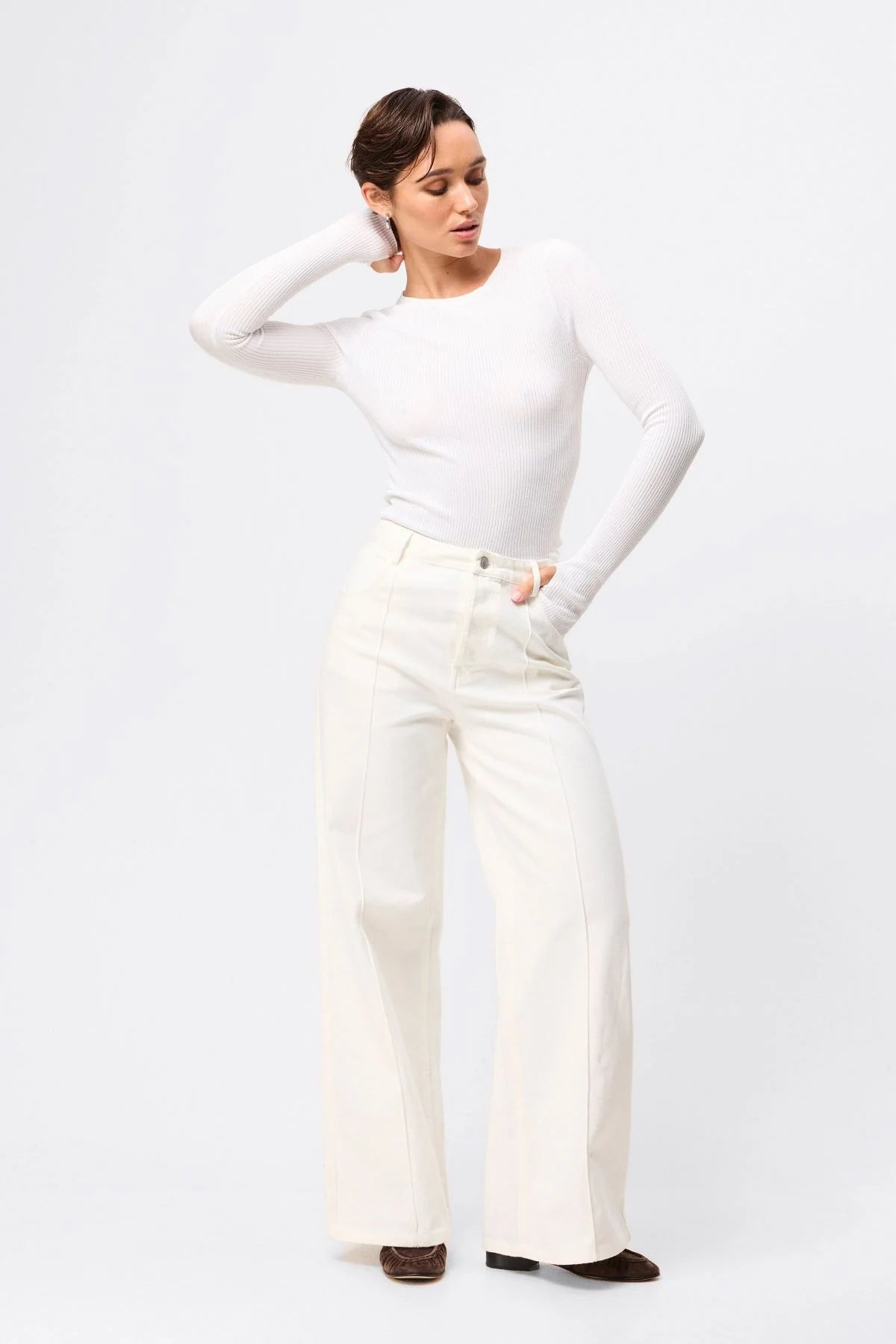 Mossman - Fine Line Knit - White