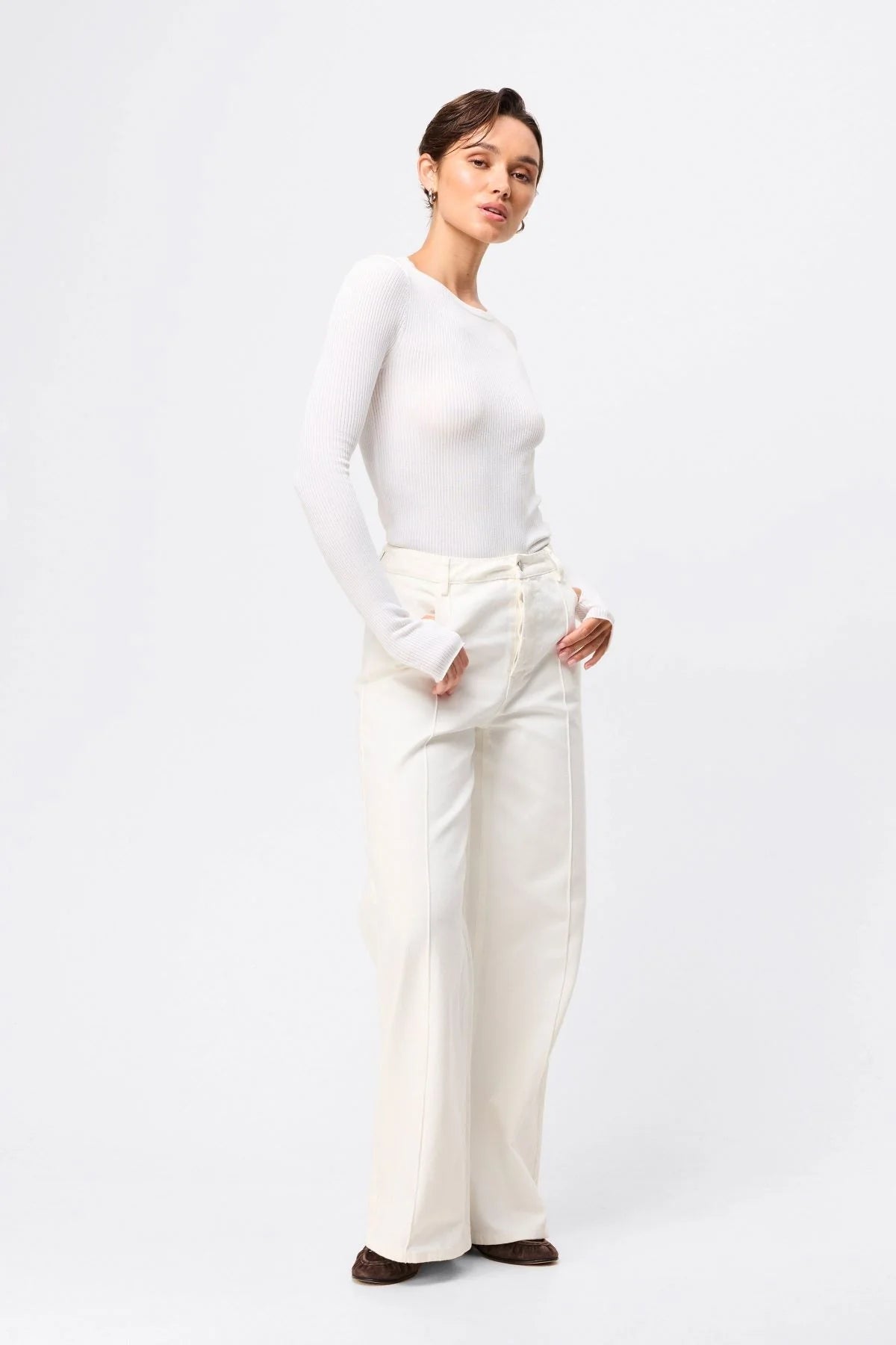 Mossman - Fine Line Knit - White