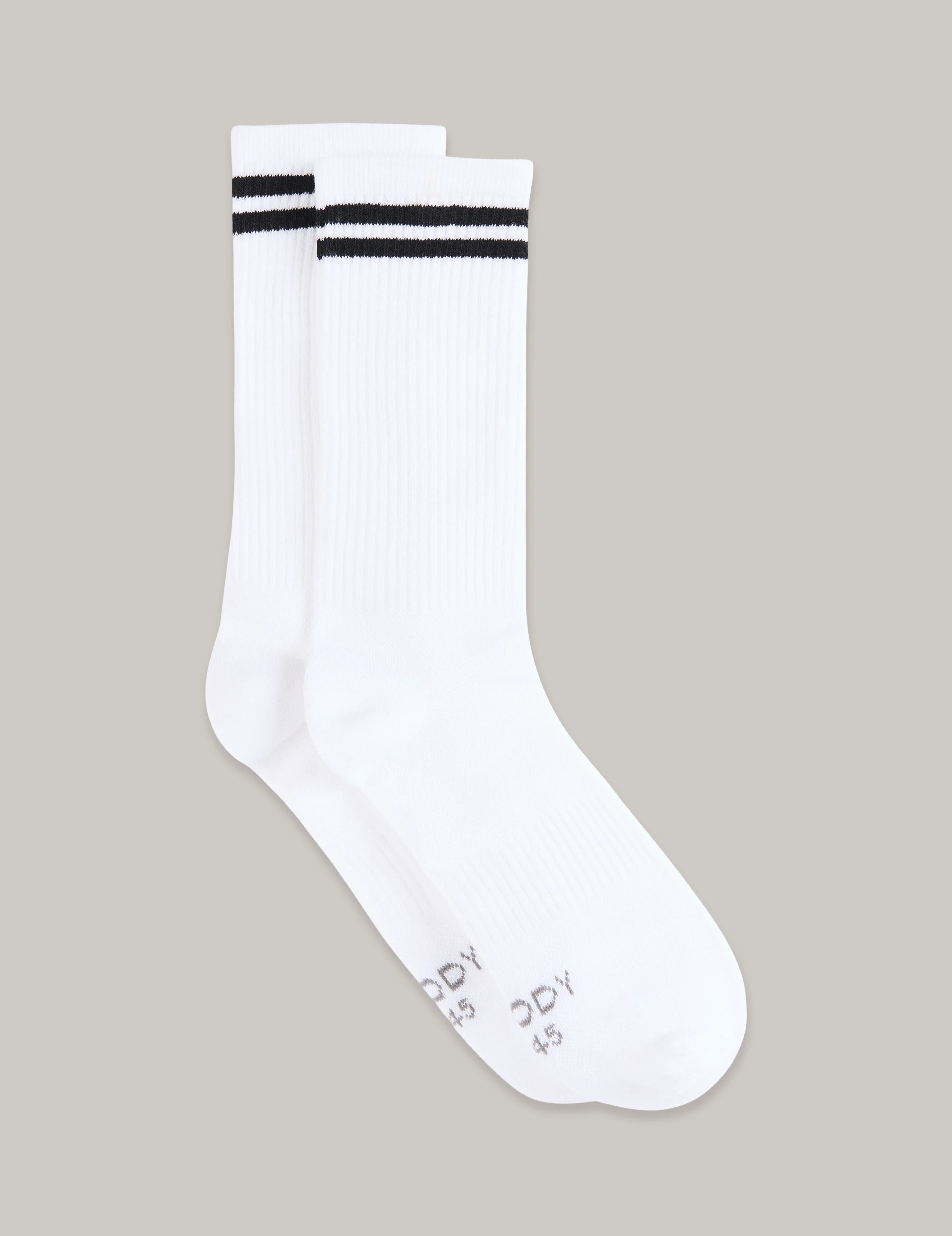 Boody - Striped Cushioned Crew Socks - White/Black