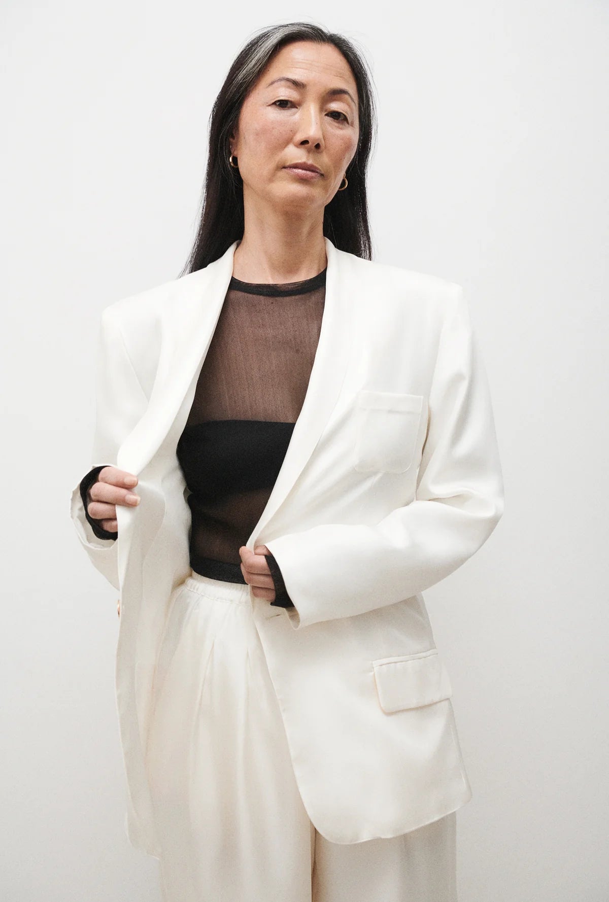 Silk Laundry - Mesh Long Sleeve Top