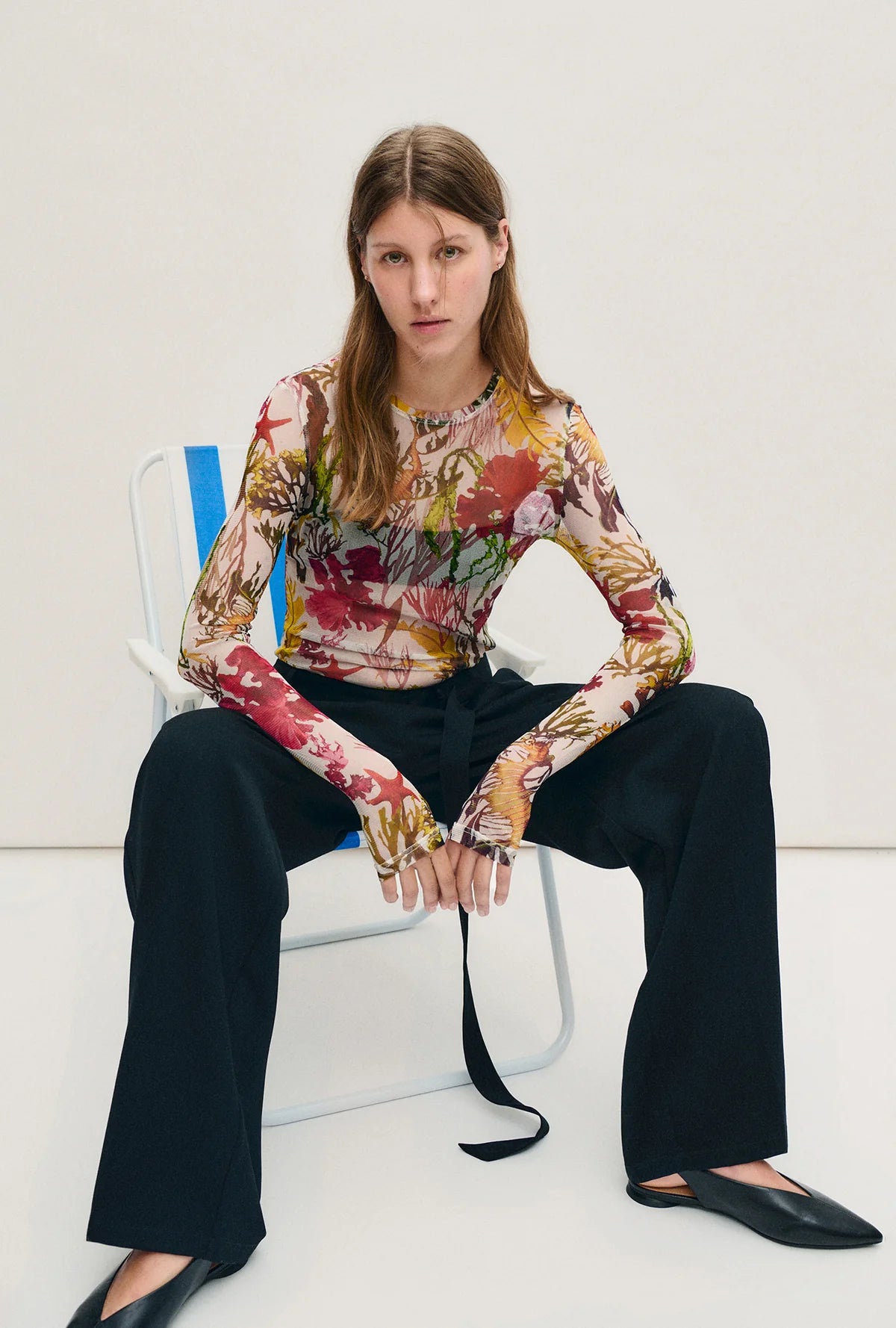 Silk Laundry - Mesh Long Sleeve Top Planktonic