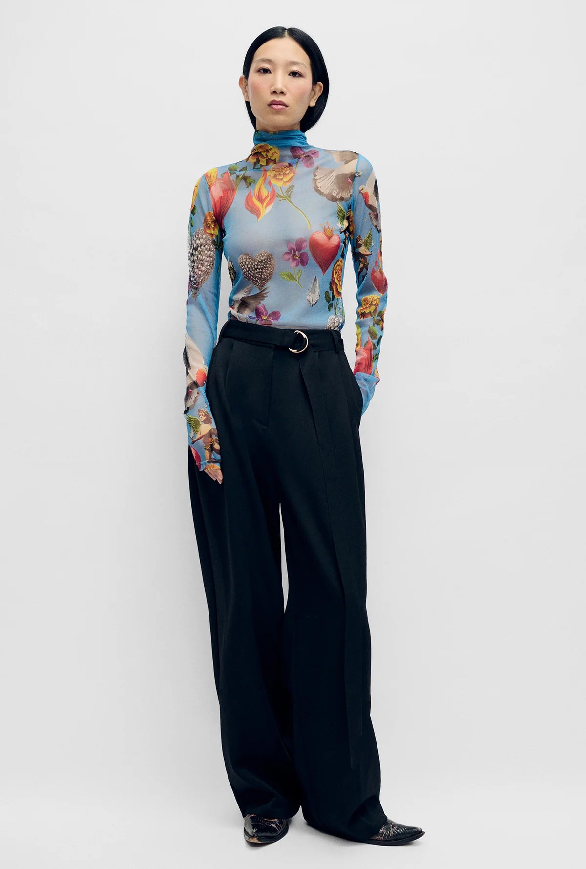 Silk Laundry - Mesh Turtleneck Dearly Beloved Mirage