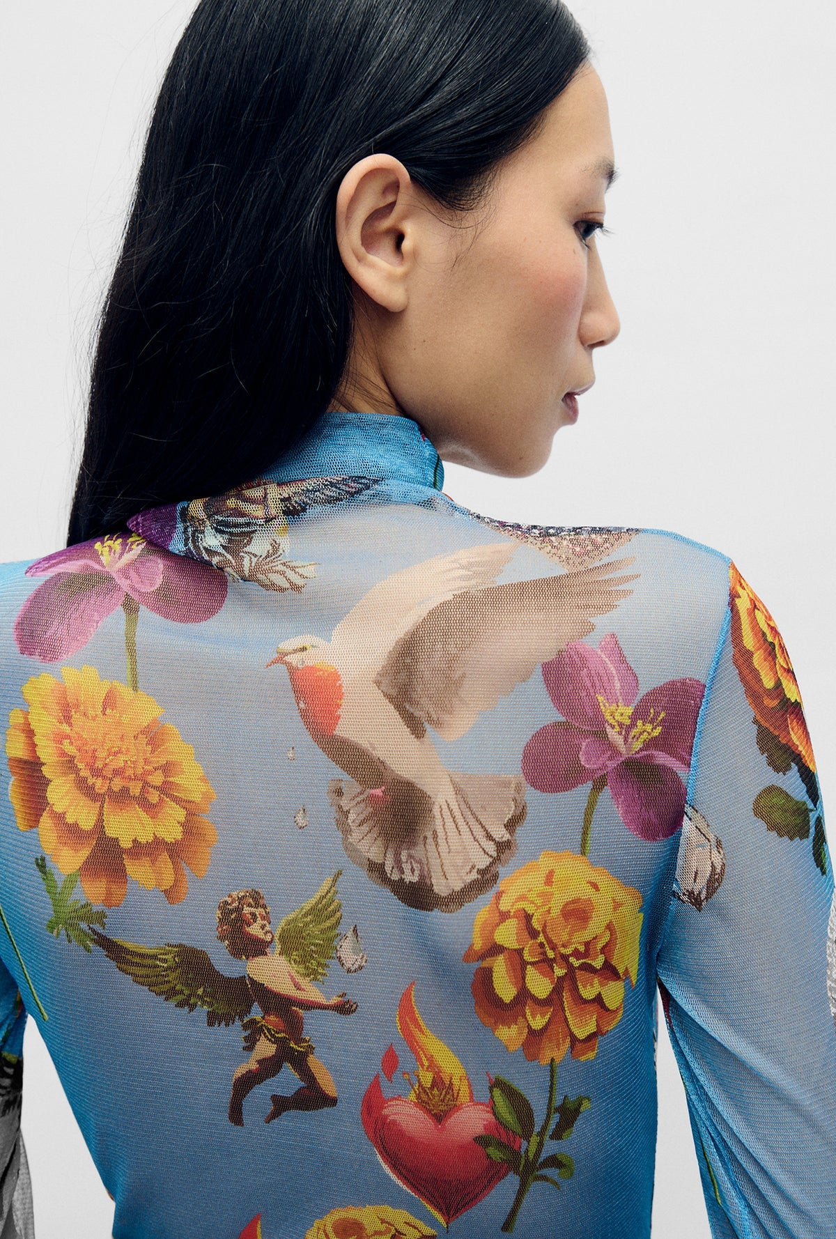 Silk Laundry - Mesh Turtleneck Dearly Beloved Mirage