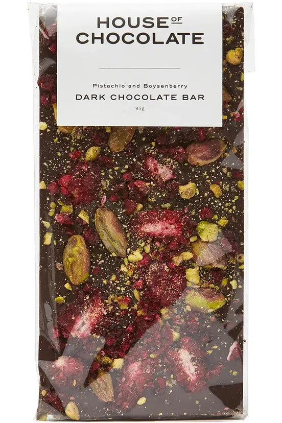 House of Chocolate - Pistachio & Boysenberry Dark Chocolate Bar