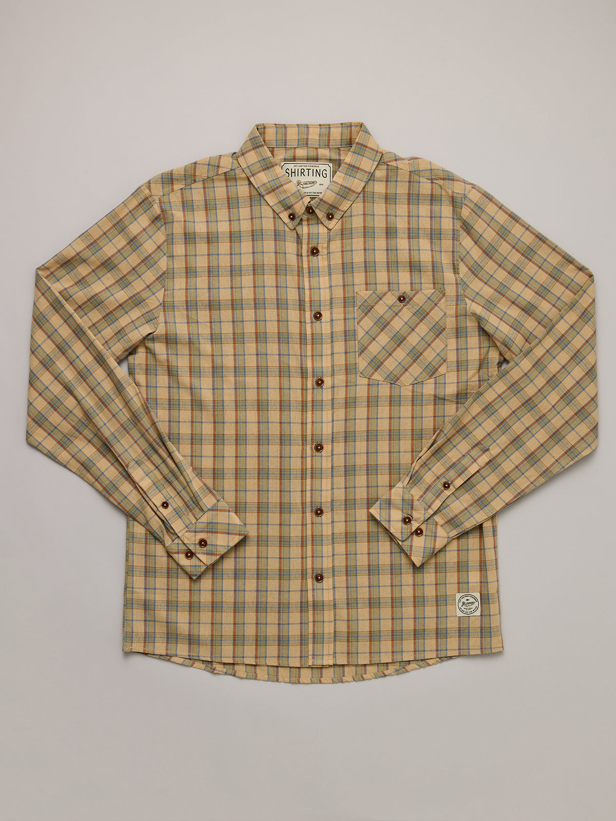 JUST ANOTHER FISHERMAN - BOATYARD SHIRT - TAN CHECK