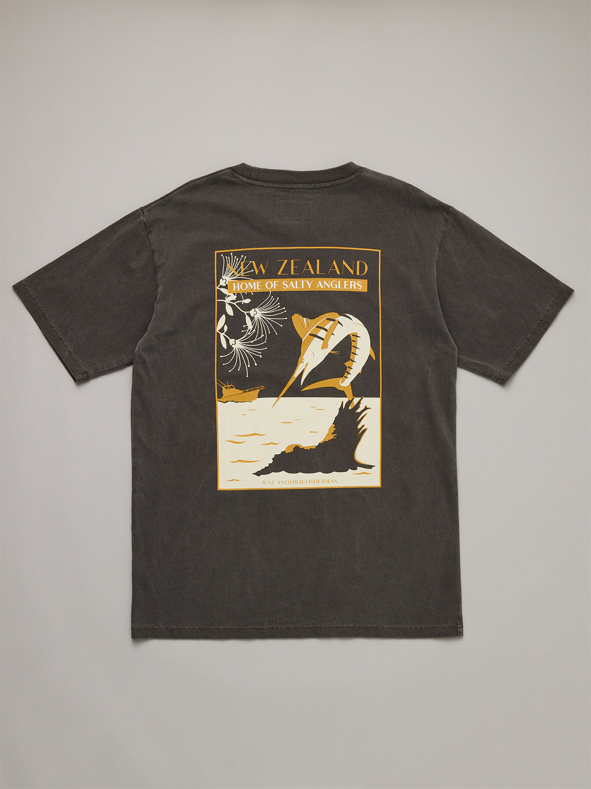 JUST ANOTHER FISHERMAN - SALTY ANGLERS SEA TEE - AGED BLACK