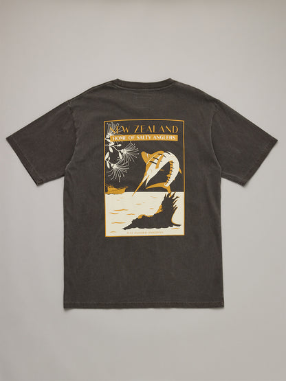 JUST ANOTHER FISHERMAN - SALTY ANGLERS SEA TEE - AGED BLACK