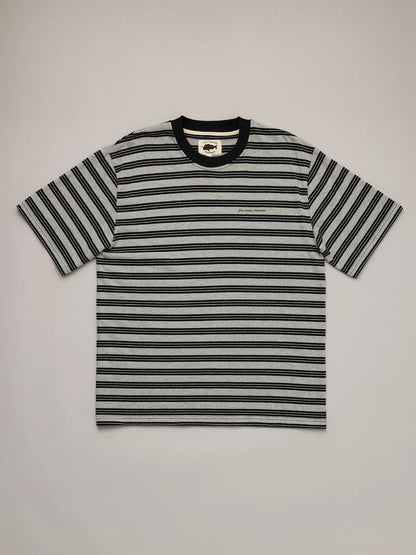 JUST ANOTHER FISHERMAN - SCRIPT HEAVY SHORE TEE - GREY MARLE STRIPE