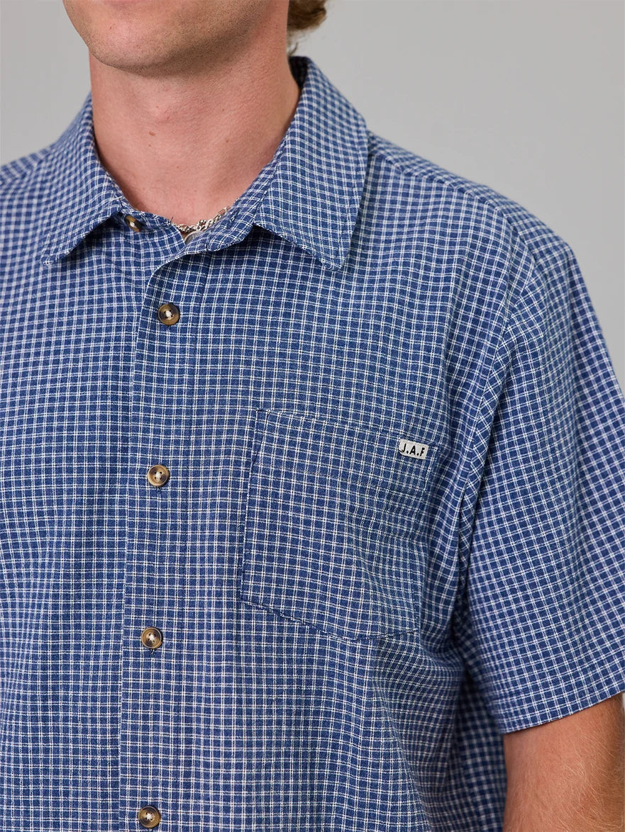 JUST ANOTHER FISHERMAN - BALLAST SHORT SLEEVE SHIRT - BLUE CHECK