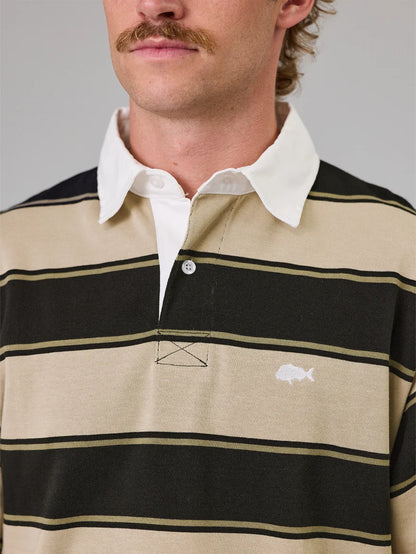 JUST ANOTHER FISHERMAN - PORTSIDE POLO - CLAY BROWN STRIPE