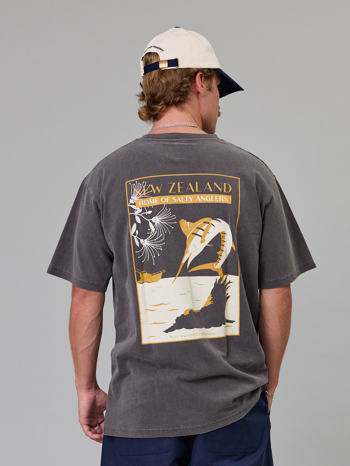 JUST ANOTHER FISHERMAN - SALTY ANGLERS SEA TEE - AGED BLACK