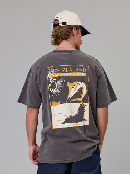 JUST ANOTHER FISHERMAN - SALTY ANGLERS SEA TEE - AGED BLACK