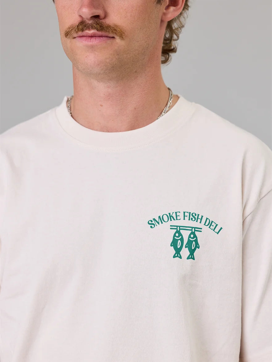 JUST ANOTHER FISHERMAN - SMOKE FISH DELI SEA TEE - ANTIQUE WHITE