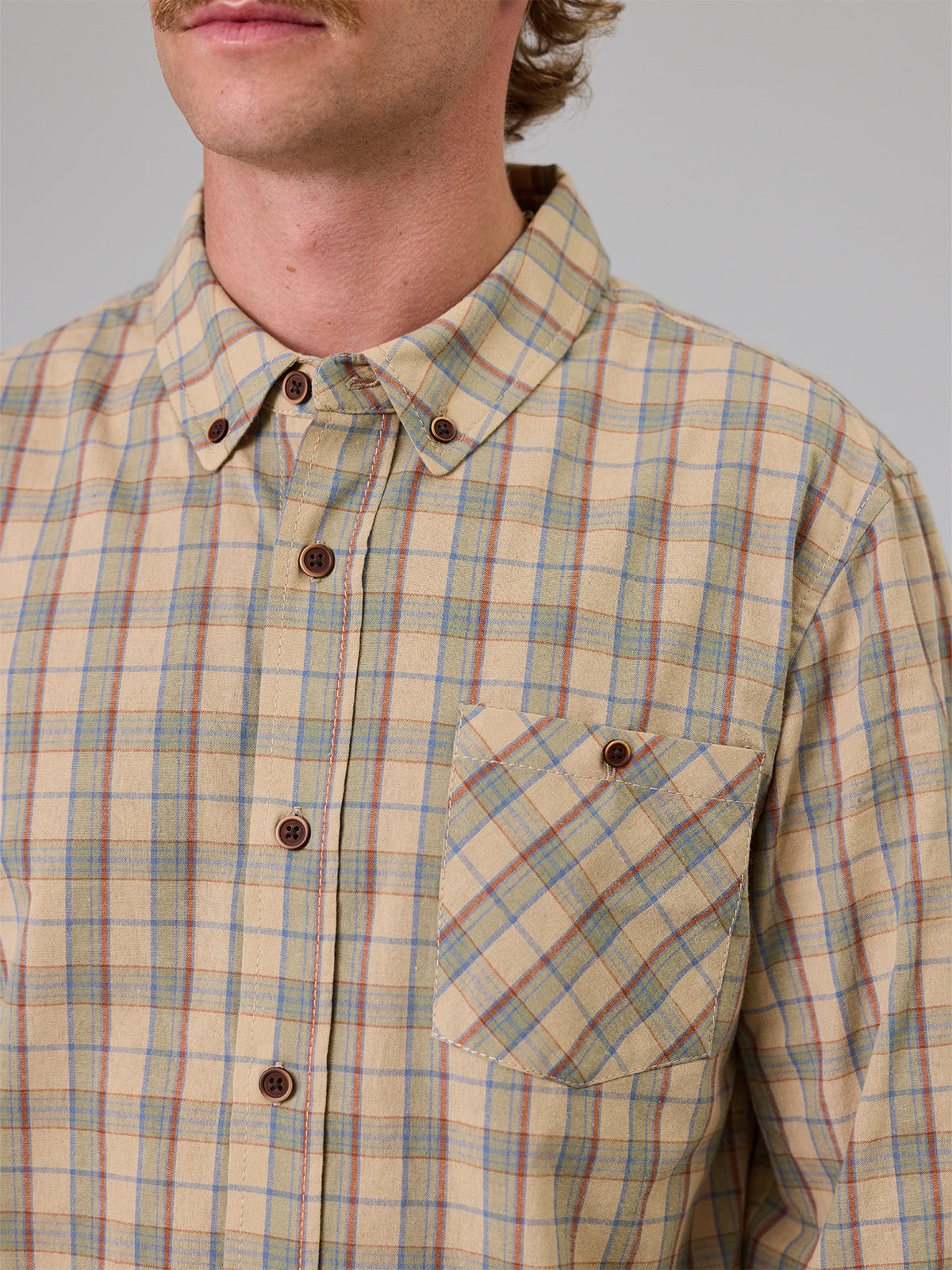 JUST ANOTHER FISHERMAN - BOATYARD SHIRT - TAN CHECK