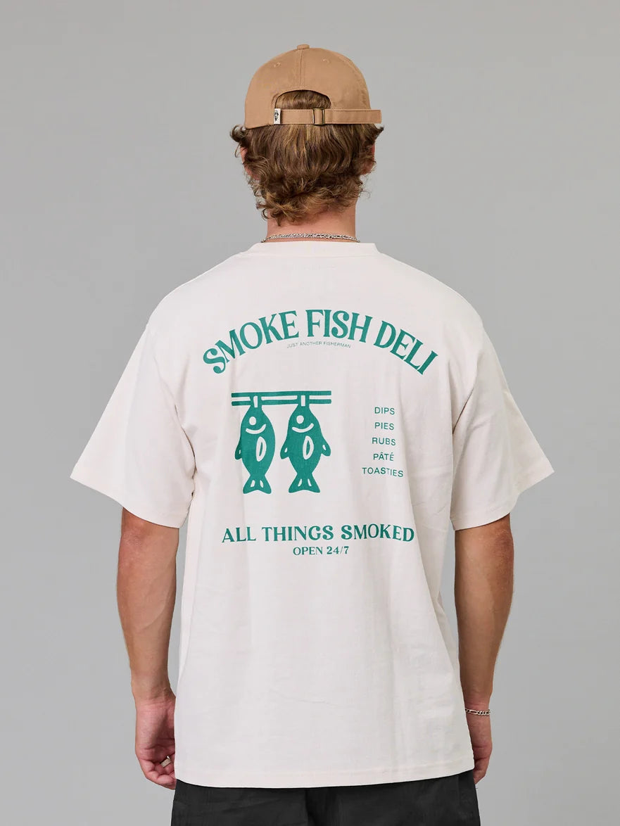 JUST ANOTHER FISHERMAN - SMOKE FISH DELI SEA TEE - ANTIQUE WHITE