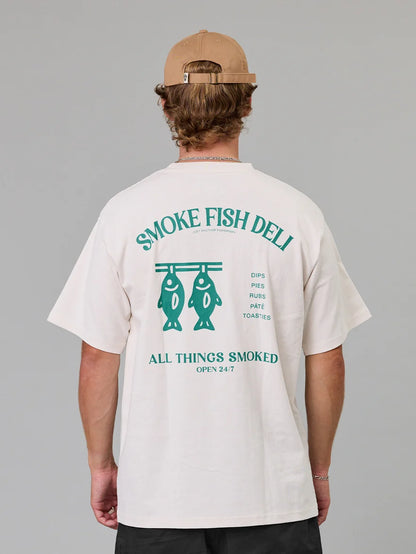 JUST ANOTHER FISHERMAN - SMOKE FISH DELI SEA TEE - ANTIQUE WHITE