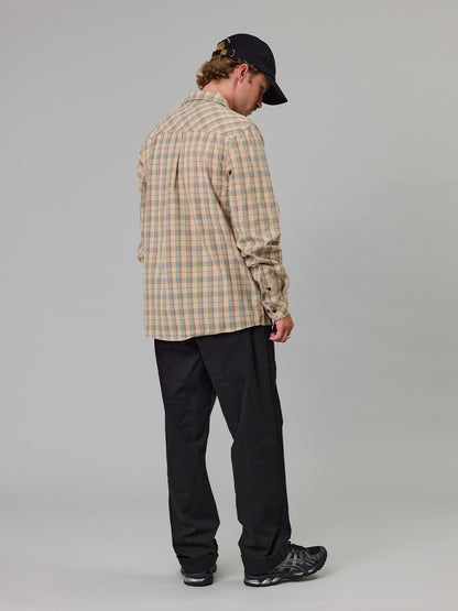 JUST ANOTHER FISHERMAN - BOATYARD SHIRT - TAN CHECK