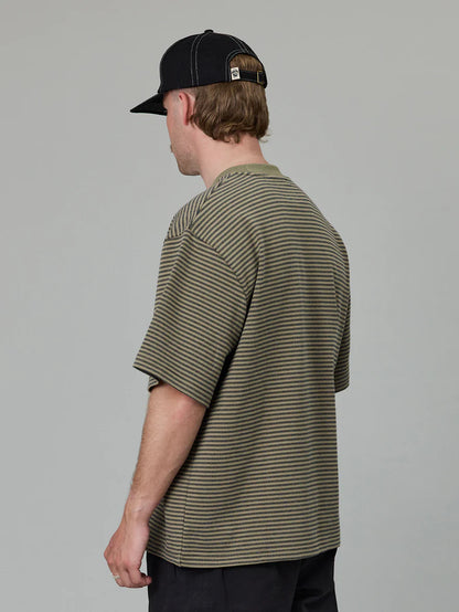 Just Another Fisherman - Heavy Shore Tee - Khaki Stripe
