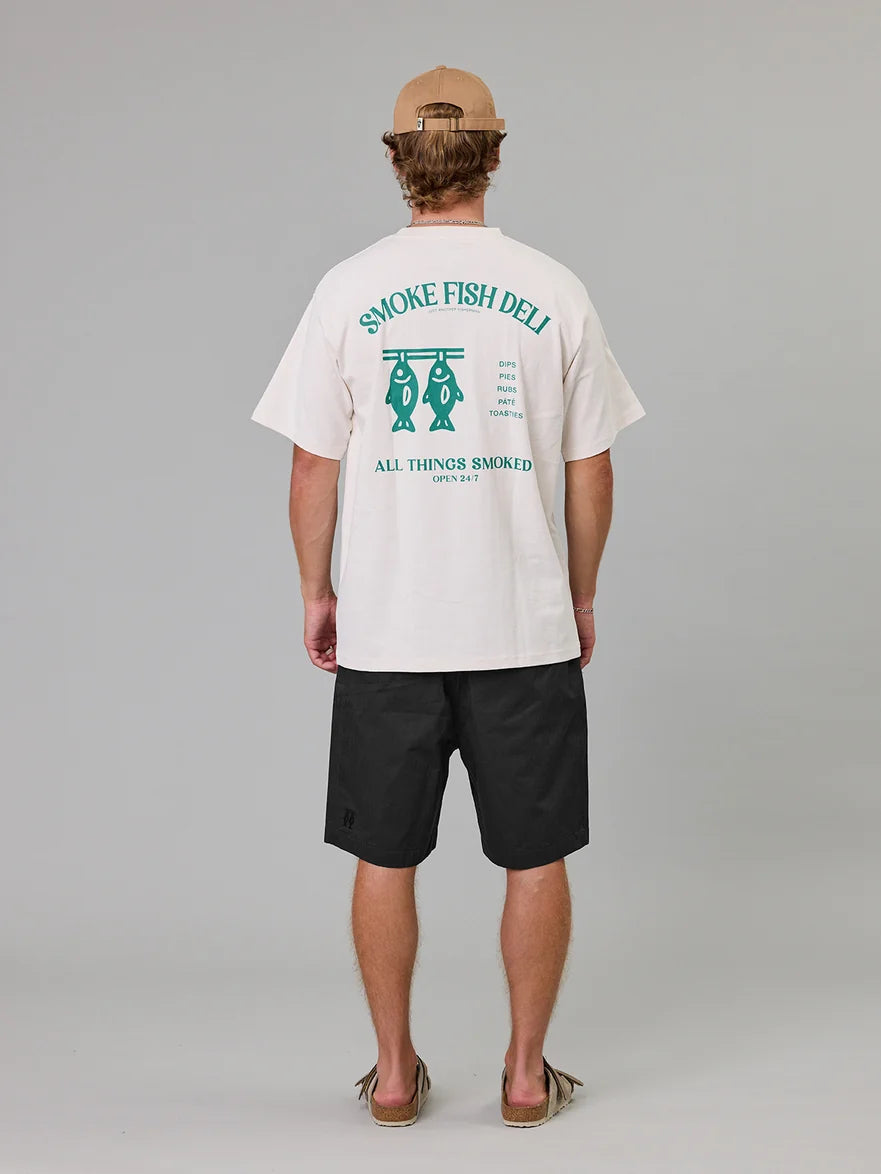 JUST ANOTHER FISHERMAN - SMOKE FISH DELI SEA TEE - ANTIQUE WHITE