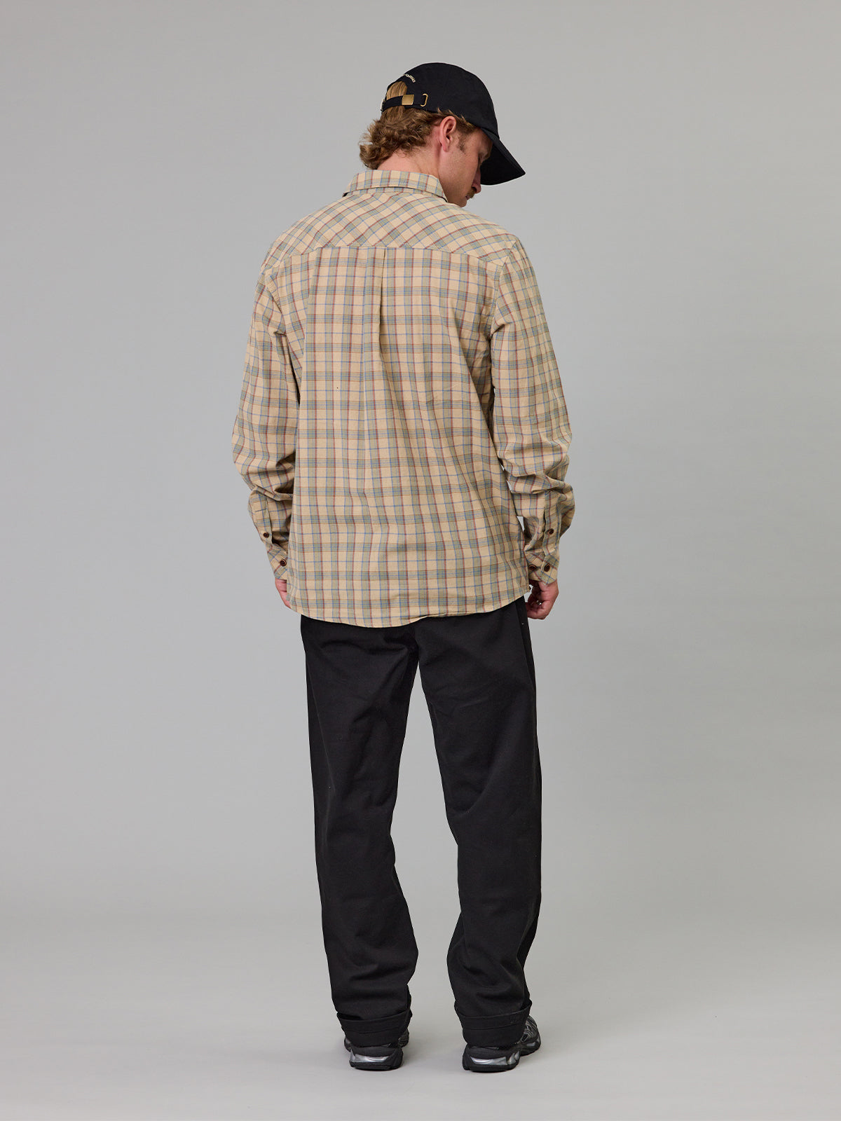 JUST ANOTHER FISHERMAN - BOATYARD SHIRT - TAN CHECK