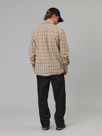 JUST ANOTHER FISHERMAN - BOATYARD SHIRT - TAN CHECK