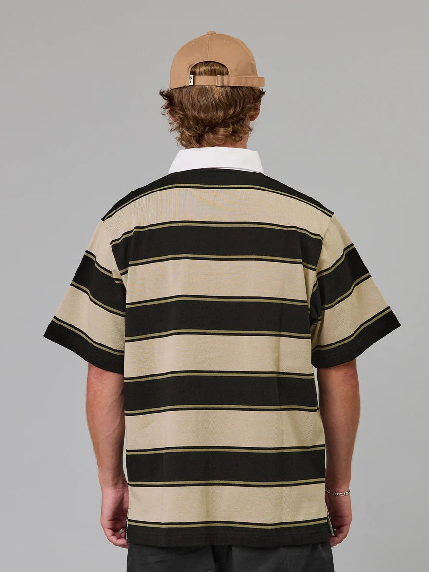 JUST ANOTHER FISHERMAN - PORTSIDE POLO - CLAY BROWN STRIPE