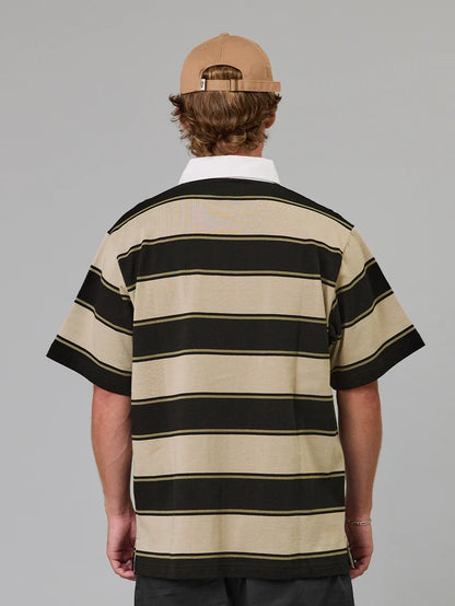 JUST ANOTHER FISHERMAN - PORTSIDE POLO - CLAY BROWN STRIPE