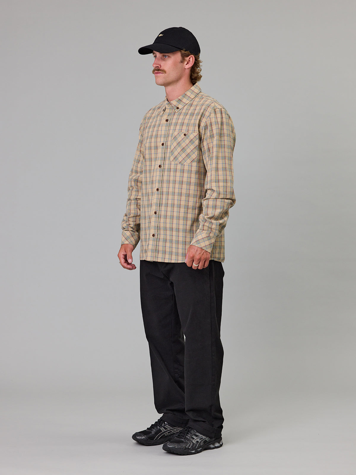 JUST ANOTHER FISHERMAN - BOATYARD SHIRT - TAN CHECK