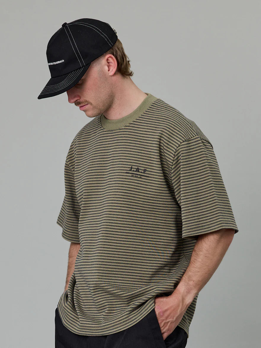 Just Another Fisherman - Heavy Shore Tee - Khaki Stripe