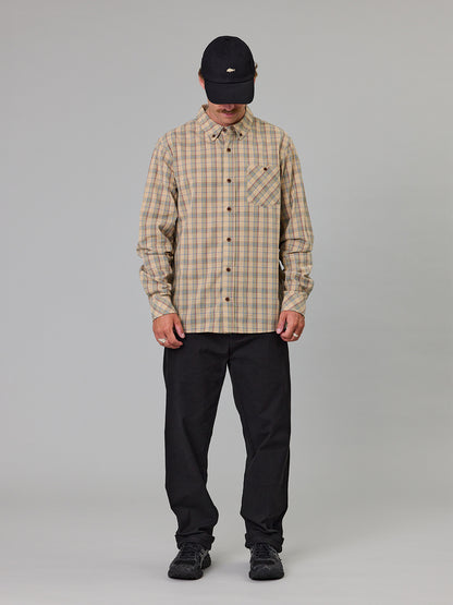 JUST ANOTHER FISHERMAN - BOATYARD SHIRT - TAN CHECK