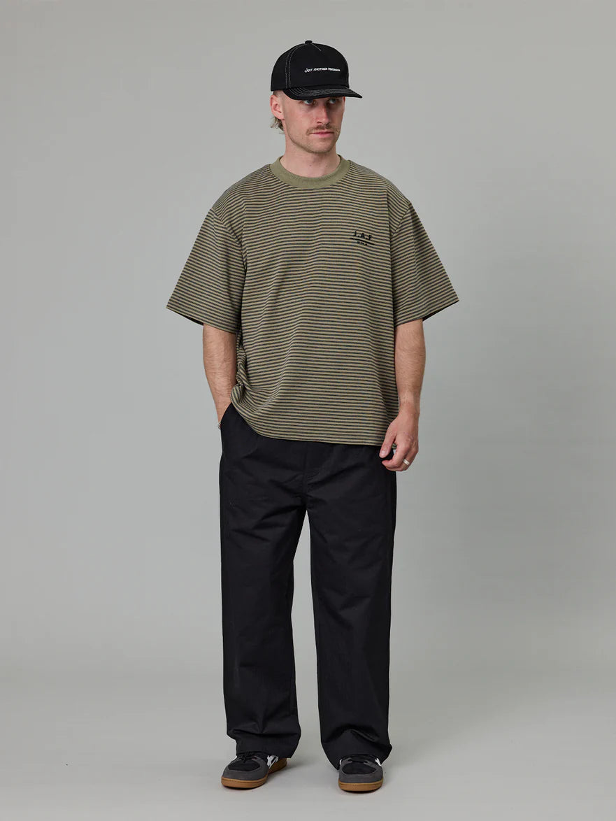 Just Another Fisherman - Heavy Shore Tee - Khaki Stripe