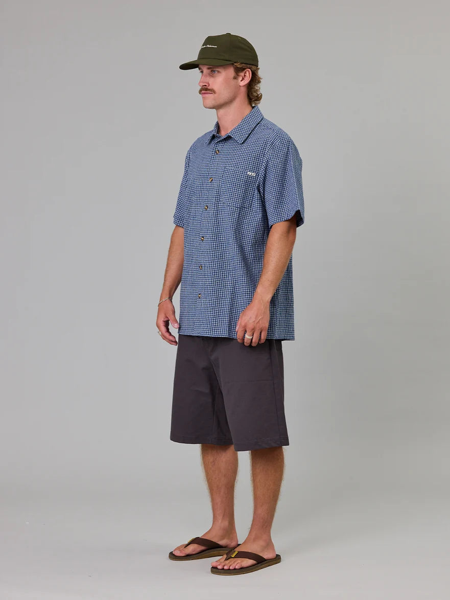 JUST ANOTHER FISHERMAN - BALLAST SHORT SLEEVE SHIRT - BLUE CHECK