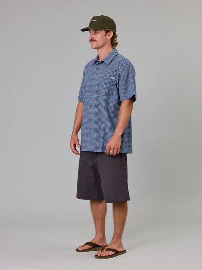 JUST ANOTHER FISHERMAN - BALLAST SHORT SLEEVE SHIRT - BLUE CHECK