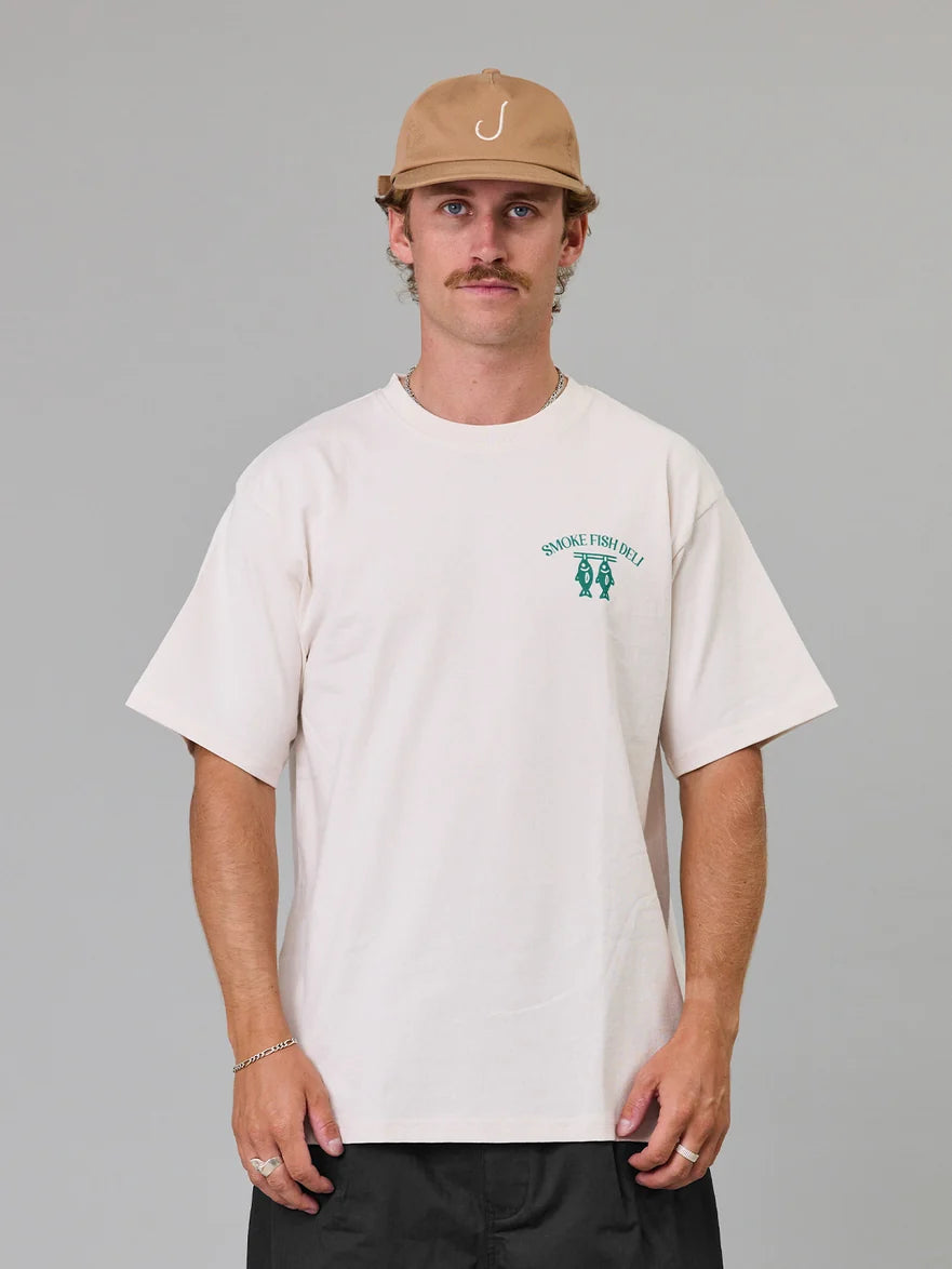JUST ANOTHER FISHERMAN - SMOKE FISH DELI SEA TEE - ANTIQUE WHITE