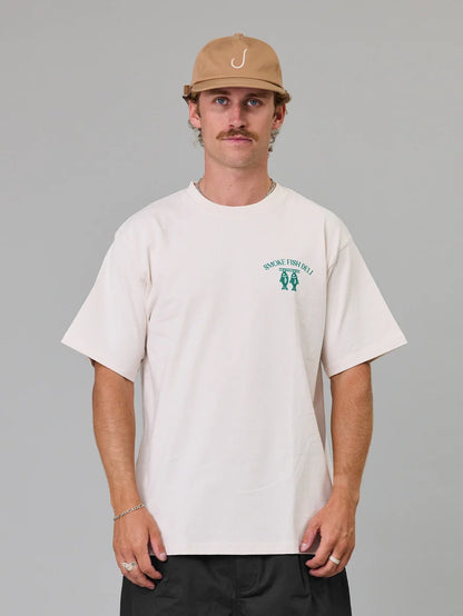 JUST ANOTHER FISHERMAN - SMOKE FISH DELI SEA TEE - ANTIQUE WHITE