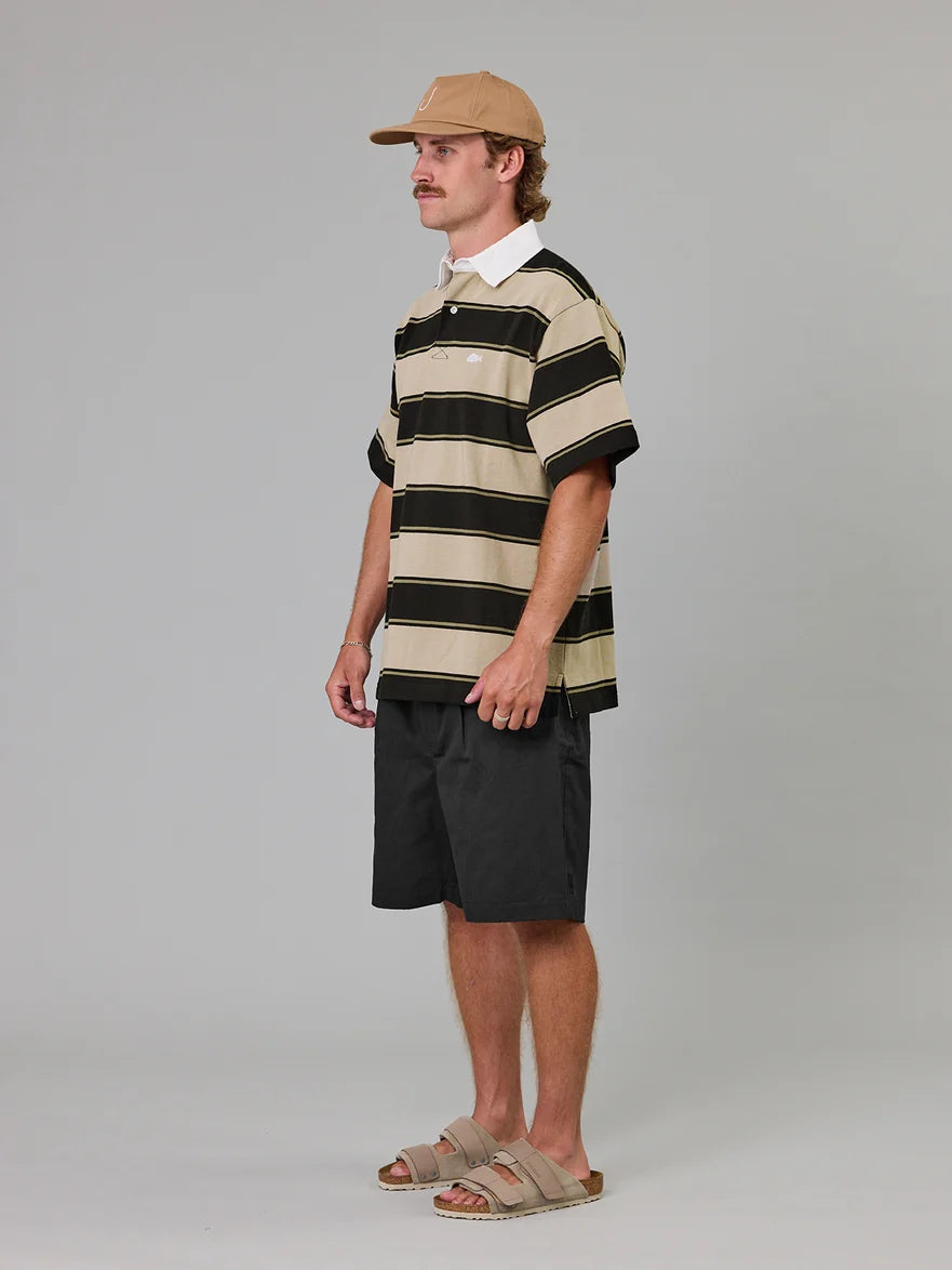 JUST ANOTHER FISHERMAN - PORTSIDE POLO - CLAY BROWN STRIPE