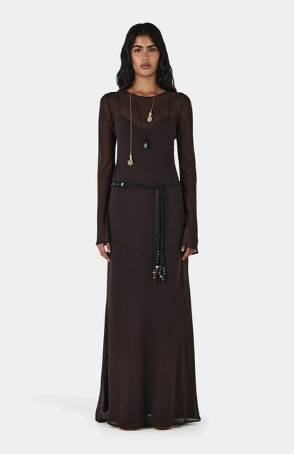 Hansen &amp; Gretel - Anouk Silk Maxi Dress - Chocolate