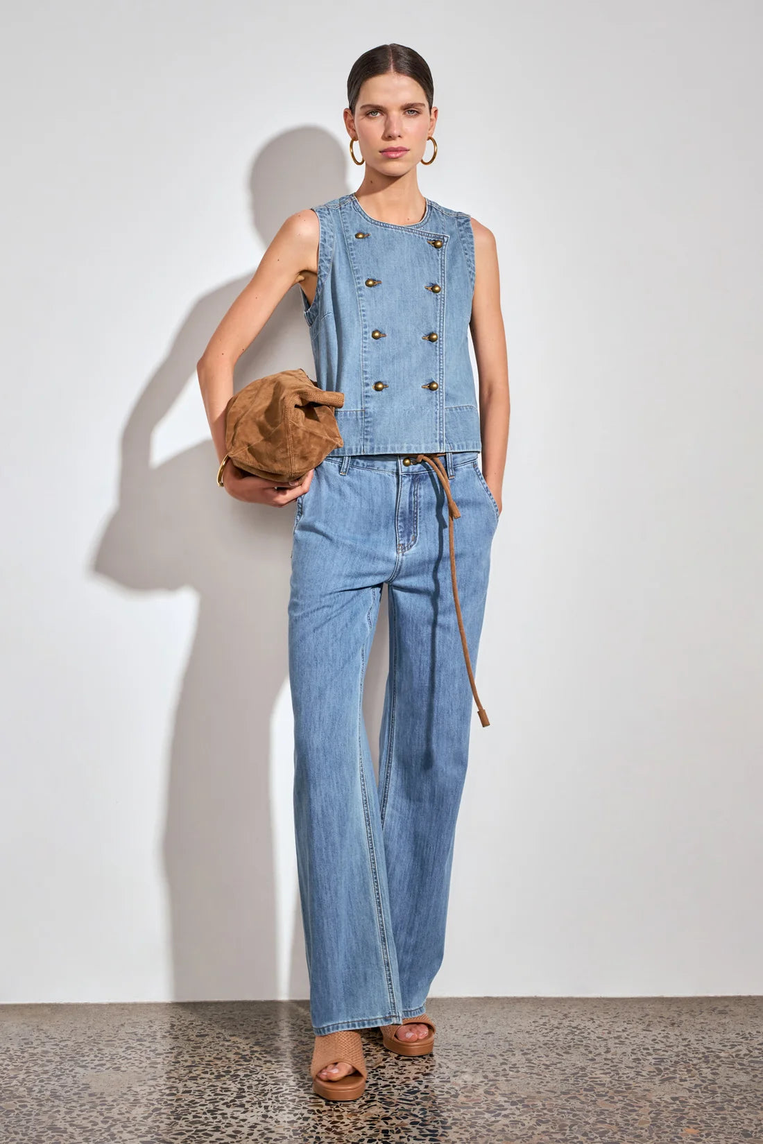 ZOE KRATZMANN - CHARGE VEST - MID WASH DENIM