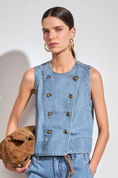 ZOE KRATZMANN - CHARGE VEST - MID WASH DENIM