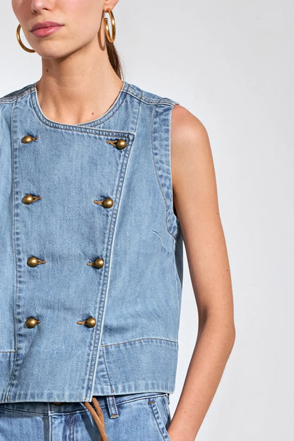 ZOE KRATZMANN - CHARGE VEST - MID WASH DENIM