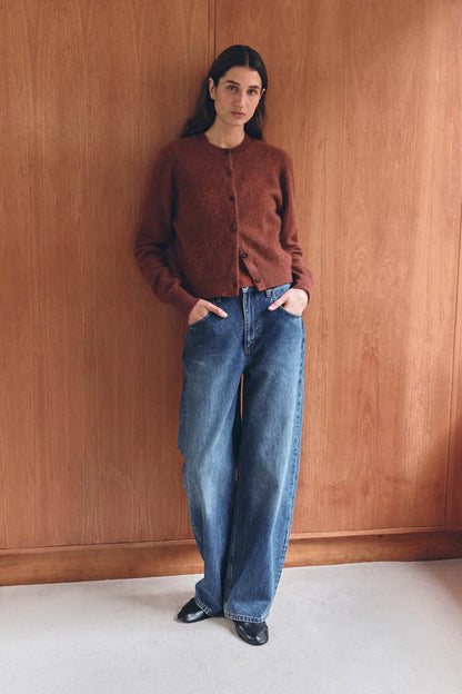 Assembly Label - Carina Merino Wool Long Sleeve Cardigan - Burnt Amber