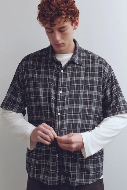 ASSEMBLY LABEL - TANE CHECK SHORT SLEEVE SHIRT - TRUE NAVY