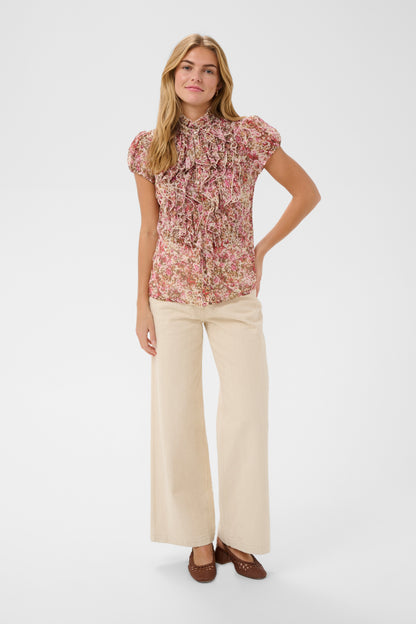 SAINT TROPEZ - LIJIA CRINKLE SHIRT - BALLERINA BRUSHED BLOOM