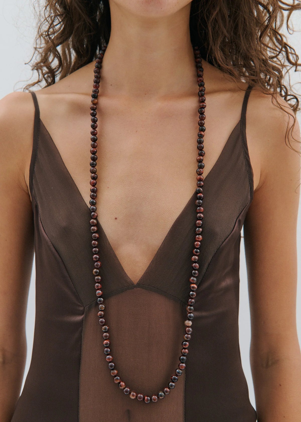 ANNA ROSSI - WRAP BEADED NECKLACE - BROWN