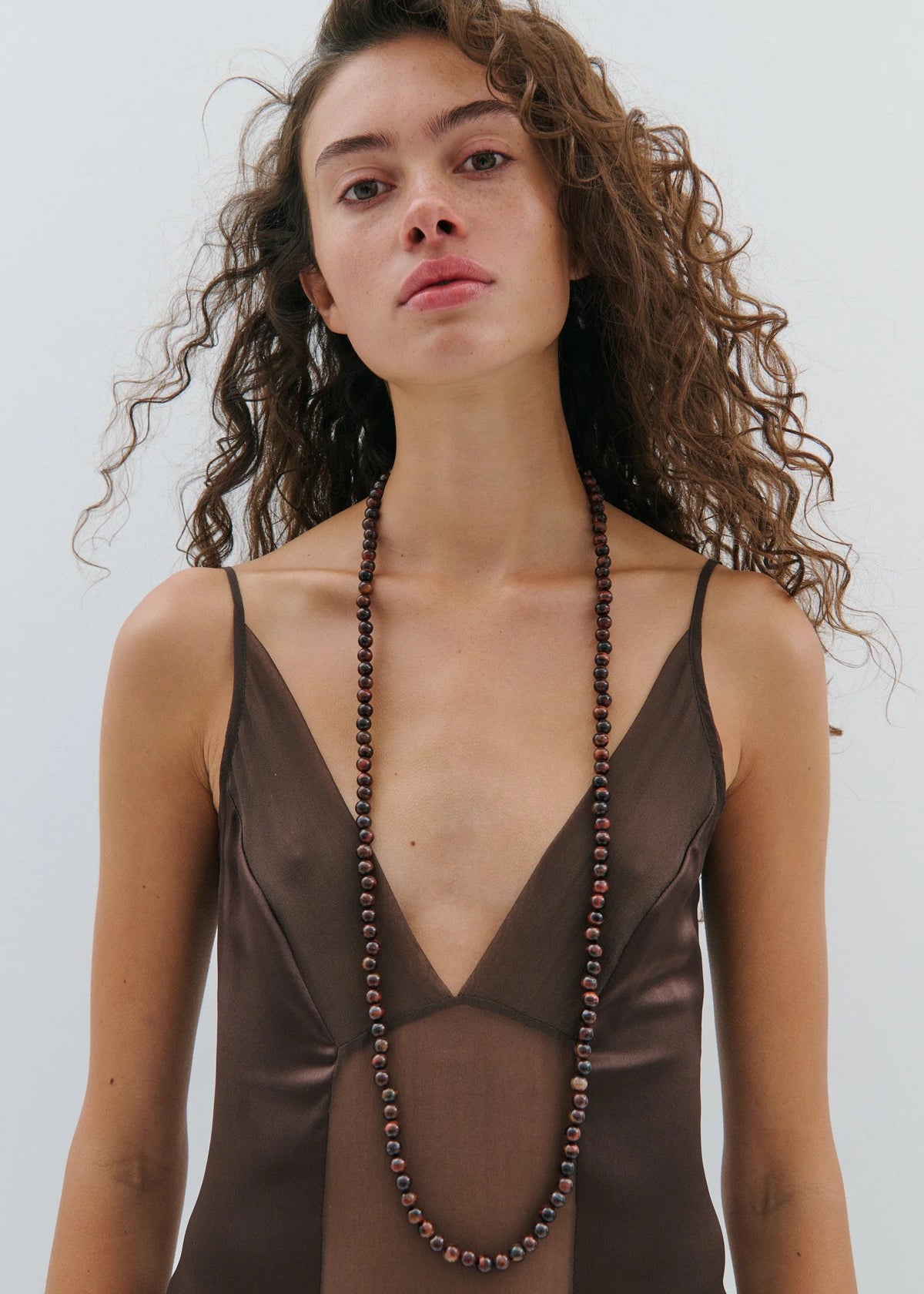 ANNA ROSSI - WRAP BEADED NECKLACE - BROWN