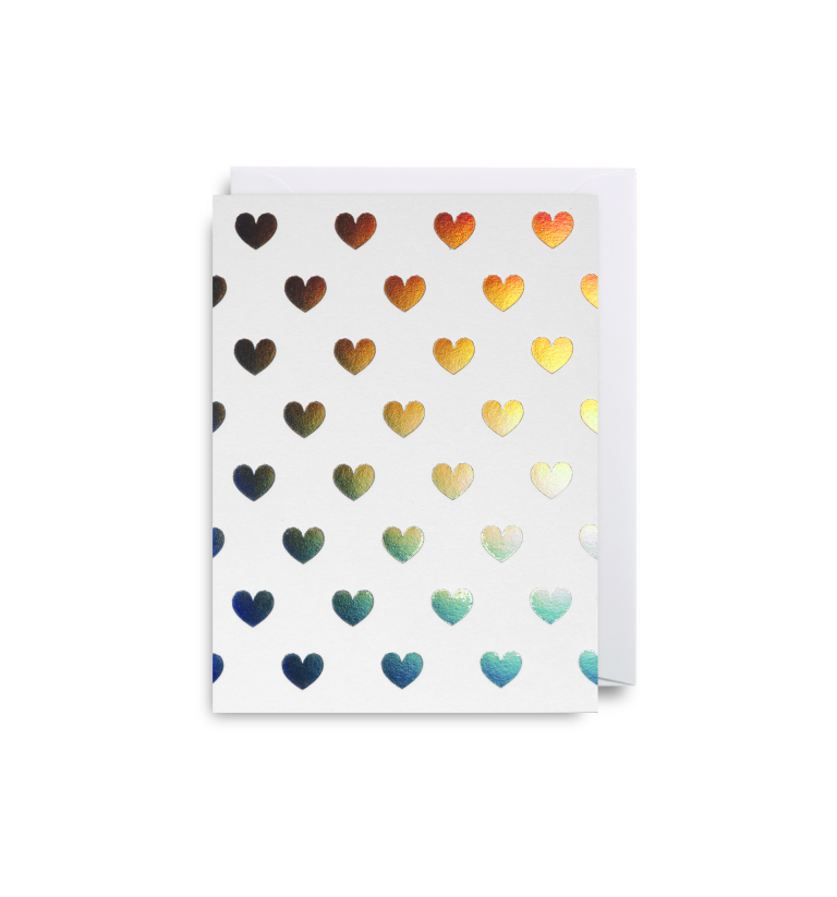 CARD - Silver Hearts on White