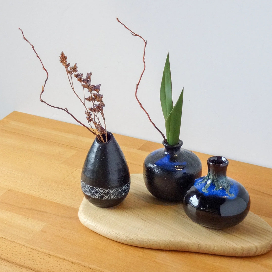 Naibu - Black with Blue Drip Vase